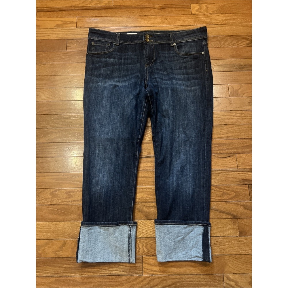 KUT from the Kloth Cameron Straight Leg Jeans Women's 16 Dark Wash Cuffed Plus
